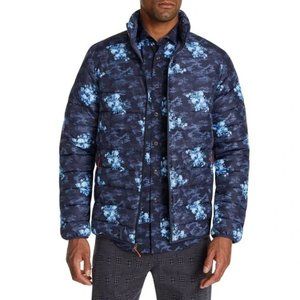 TALLIA blue camo floral puffer jacket Size Medium EUC